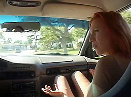Redhead With Big Tits Enjoys Gang Bang