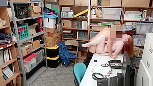 Redhead shoplifter Ella Hughes gets her wet pussy rammed by officers