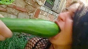 Roxy Stuffs her Ass with Vegetables in the Outdoors & gets Fucked Hard