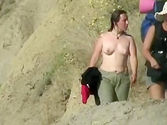 SPY AT THE BEACH 3 NICE CHICK GO TOPLESS