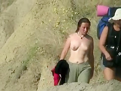 SPY AT THE BEACH 3 NICE CHICK GO TOPLESS