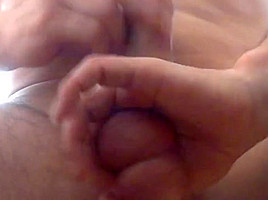 Self piss handjob and drinck piss with gum