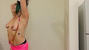 Sensual Kinky Green Haired Stripper Girl in Glasses Likes to Tease Step daddy