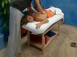 Sexy Brunette Babe Gets Her Body Rubbed