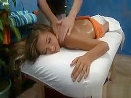 Sexy Brunette Babe Gets Her Body Rubbed
