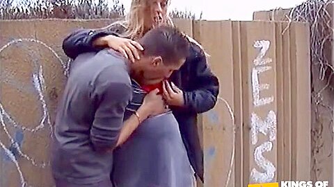Sexy Girl Blows A Guy Outdoor And Gets Her Pussy Rammed On The Sofa With Sofa Sex