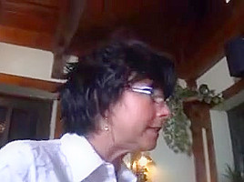 Sexy Older Waitress Serves A Customer
