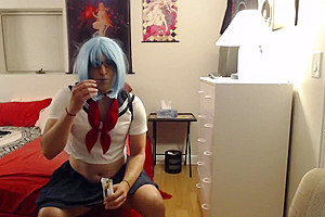Sexy Transgender Guy In Sailor Uniform Body And Then Masturbates