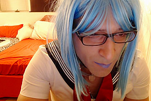 Sexy Transgender Guy In Sailor Uniform Body And Then Masturbates