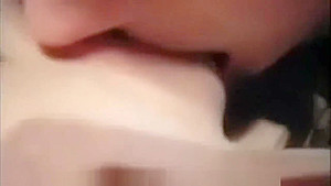 Sexy brunette swallows cum