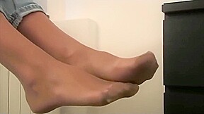 Sexy nude reinforced nylons