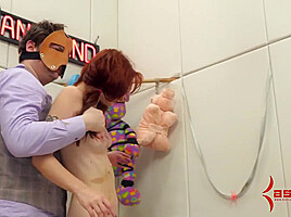 Sexy redhead sub girl banged deep in her ass