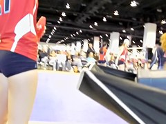 Sexy vixens wearing sporty uniform and shaking candid butts