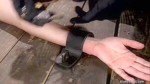 Shackled Slave Gets Nipples Suctioned