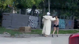 Shady pimp is taken to private spot by perverted milf cops