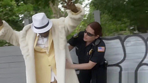 Shady pimp is taken to private spot by perverted milf cops