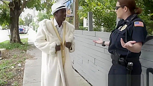 Shady pimp is taken to private spot by perverted milf cops