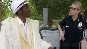 Shady pimp is taken to private spot by perverted milf cops