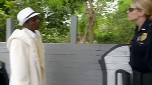 Shady pimp is taken to private spot by perverted milf cops