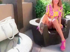 She has no panties or bra on so we get hot upskirt
