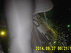 Shiny black pantyhose in night vision