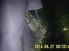 Shiny black pantyhose in night vision