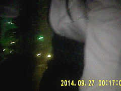 Shiny black pantyhose in night vision