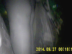 Shiny black pantyhose in night vision