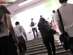 Short skirt upskirt video with brunette college girl