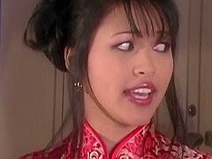 Skinny Asian Brunette Orgasms While Riding Long Shaft In Reverse Cowgirl Position On The Bed