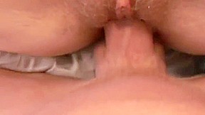 Slender blonde gets her hairy muff fucked hard