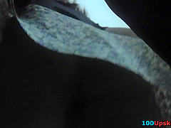 Slim chick participates in upskirts clip showing thong