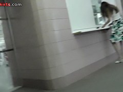 Slim-fit young beauty was upskirted in the subway