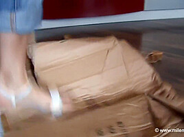 Sloppy Slut Shows Her Big Juggs In The Kitchen