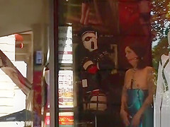 Small tits slave fucked in public shop
