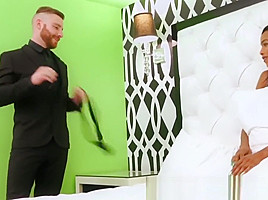 Small titted shemale makes her guy cum by dicking his ass