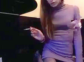 Smoking crossdresser