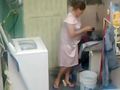 Spying Neighbour - Mature Ass Washing - Butt