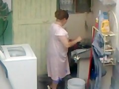 Spying Neighbour - Mature Ass Washing - Butt