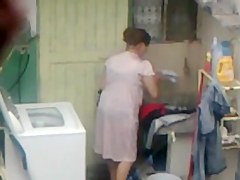 Spying Neighbour - Mature Ass Washing - Butt