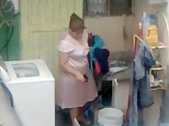 Spying Neighbour - Mature Ass Washing - Butt