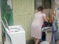 Spying Neighbour - Mature Ass Washing - Butt