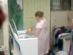 Spying Neighbour - Mature Ass Washing - Butt