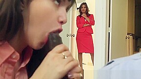 Steamy interracial with fiery teen 18+ and adrenalizing stepmom