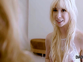 Step daddy And Step sons Adorable Blond Bride Have Affair In The Bedroom