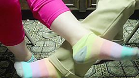 Step sisters Playing Footsie In Mismatched Socks ASMR