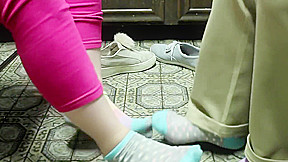 Step sisters Playing Footsie In Mismatched Socks ASMR