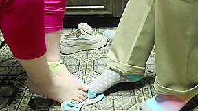 Step sisters Playing Footsie In Mismatched Socks ASMR