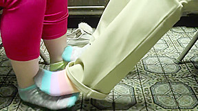 Step sisters Playing Footsie In Mismatched Socks ASMR