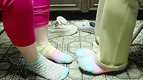 Step sisters Playing Footsie In Mismatched Socks ASMR